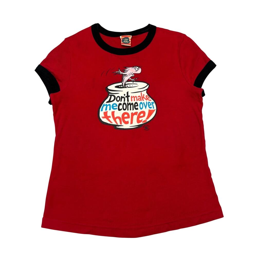 Vintage Y2K Dr. Seuss Cat in the Hat Movie Ringer Baby Tee Women's Small